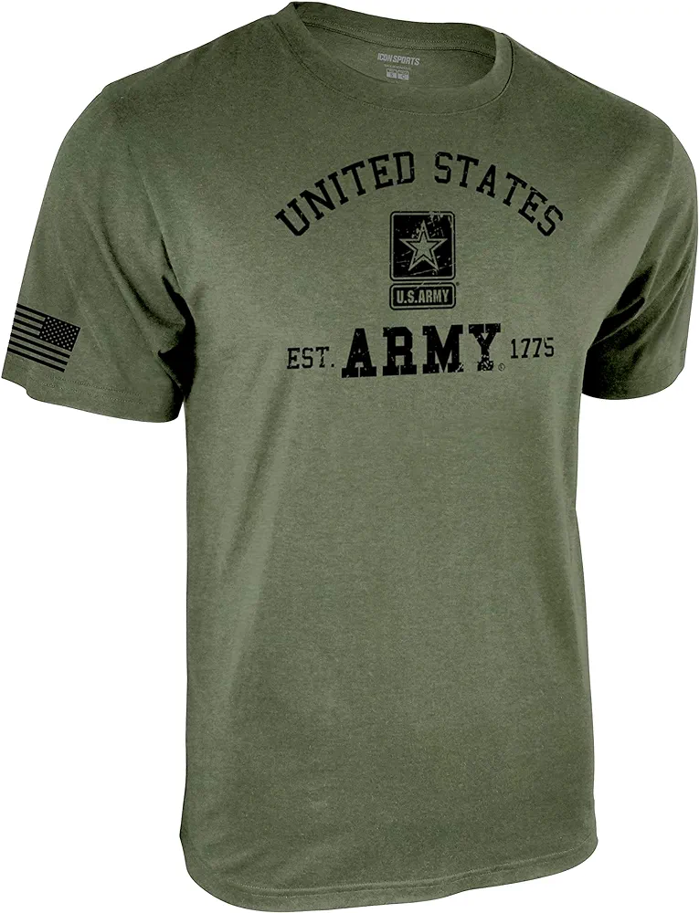 Icon Sports Mens U.S. ARMY Graphic Logo Short Sleeve Cotton T-Shirt