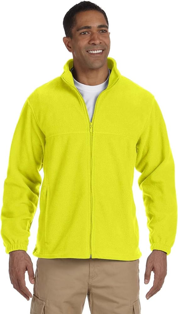 Men's Full Zip Midweight Fleece Pullover, Safety Yellow, X-Large