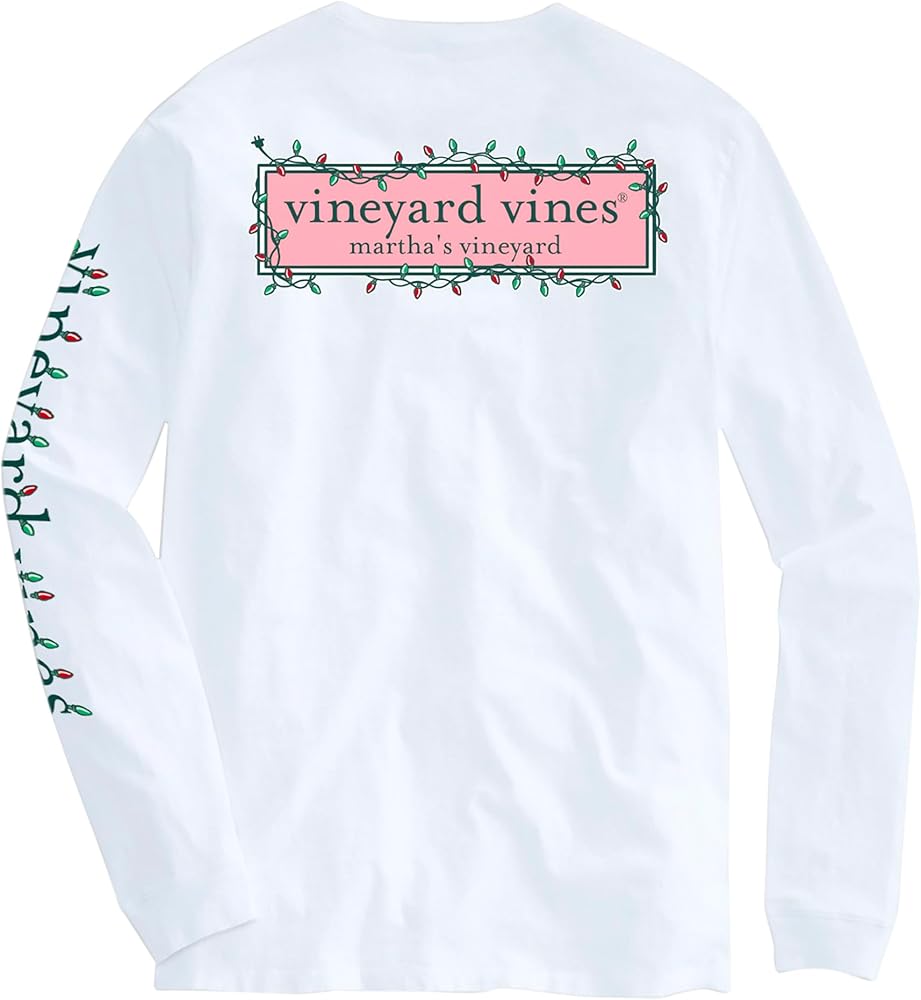 vineyard vines Men's String Lights Logo Box Long-Sleeve Pocket Tee