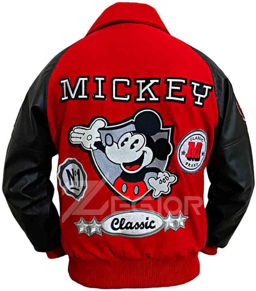 Mickey-Mouce Wool And Faux Leather Varsity Jacket