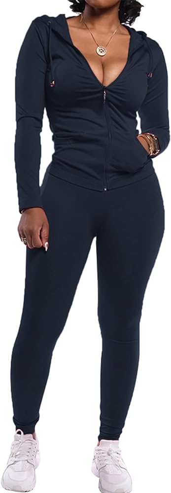 PRETTYGARDEN Women's Two Piece Tracksuit Set Long Sleeve Zipper Hoodie Jacket with Sweatpants Sweatsuit Jogger Workout Set