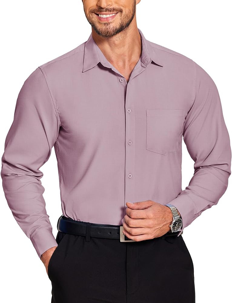 COOFANDY Men's Long Sleeve Muscle Fit Dress Shirts Wrinkle-Free Button Down Business Casual Shirts